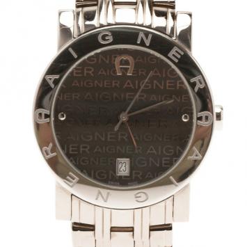Pre Owned Aigner Grey Stainless Steel Cortina Men's Wristwatch 38MM