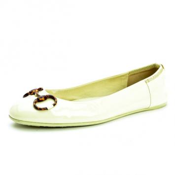 Gucci Mystic White Patent Horsebit Ballet Flats Size 39.5