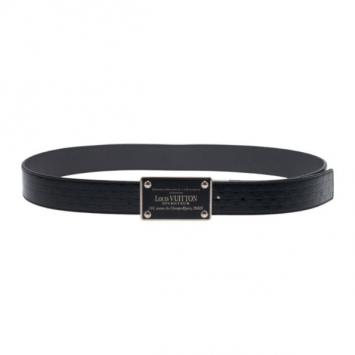 Pre Owned Louis Vuitton Black Damier Embossed Inventeur Belt 90CM