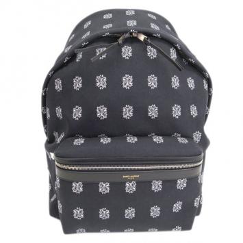 Pre Owned Saint Laurent Paris Black Canvas Bandana Printed Hunting Backpack