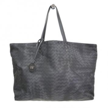 Bottega Veneta Black Leather Intrecciolusion Tote