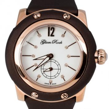 Glam Rock Miami SS Leather Diamond Unisex Wristwatch 44 MM