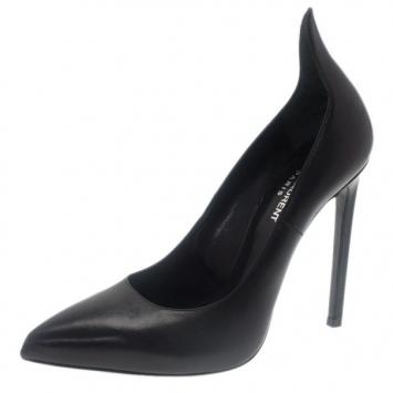 Saint Laurent Paris Black Leather Thorn Pointed Toe Pumps Size 39
