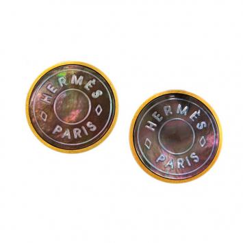 Hermes Clous De Selle Metal Pierced Earrings 
