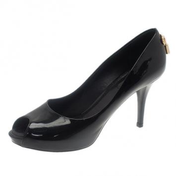 Louis Vuitton Black Patent Oh Really! Peep Toe Pumps Size 39
