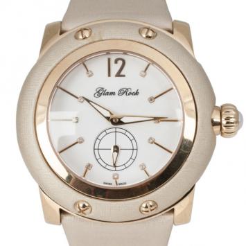Glam Rock White Beige Miami Diamond Unisex Wristwatch 44 MM