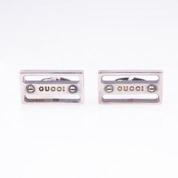 Pre Owned Gucci Silver Rectangular Cufflinks 