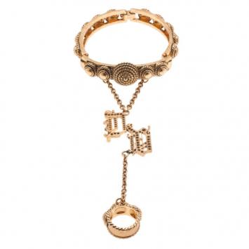 Versace Gold-Plated Chain Linked Ring and Bangle 19CM Size 54