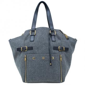 Saint Laurent Paris Grey Felt Downtown Luggage Tote