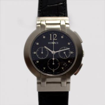Pre Owned Versace Madison SS Black Mens Wristwatch 40 MM
