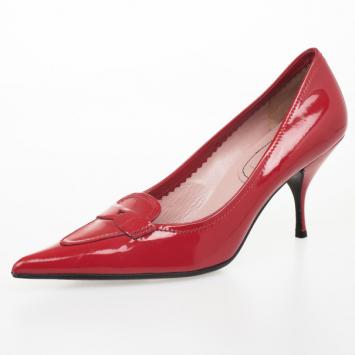 Miu Miu Red Patent Penny Loafer Pointed Toe Pumps Size 40