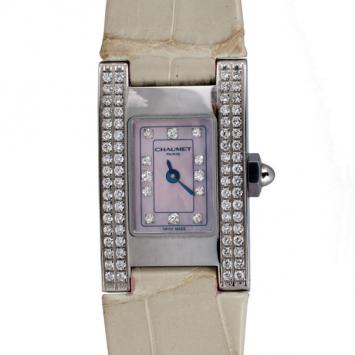 Chaumet Beige SS Diamond Classic Womens Wristwatch 20 MM