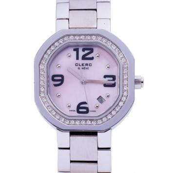 Clerc White SS Diamond C1 Womens Wristwatch 30MM