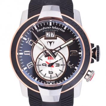 Pre Owned Technomarine Black SS Dual Time UFB Mens Wristwatch 44 MM