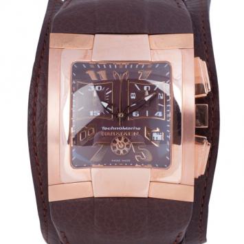 Pre Owned Technomarine Brown SS Hummer Mens Wristwatch 45 MM