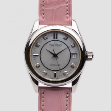 Paul Picot Time & Sport SS Leather Diamond Womens Wristwatch 38 MM