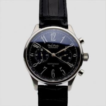 Pre Owned Paul Picot Gentleman SS Leather Chronograph Mens Wristwatch 42 MM