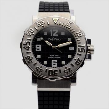 Pre Owned Paul Picot Le Plongeur No.1 SS Rubber Black Mens Wristwatch 42 MM
