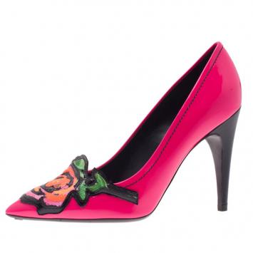 Louis Vuitton Pink Patent Stephen Sprouse Rose Pumps Size 37