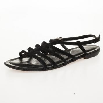 Tod's Black Suede Cage Flats Sandals Size 36.5
