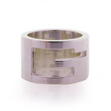 Gucci Silver Band Cutout Ring Size 48