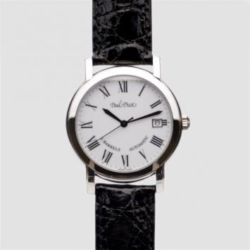 Pre Owned Paul Picot Firshire SS Leather White Mens Wriswatch 40 MM