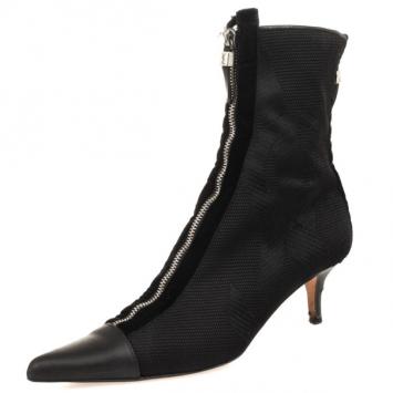 Yves Saint Laurent Black Leather Pointed Toe Ankle Boots Size 38