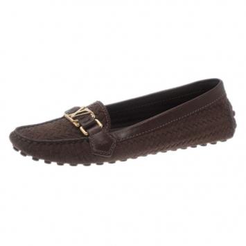 Louis Vuitton Brown Suede Oxford Loafers Size 39