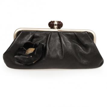 Marni Black Leather Gemmed Clutch