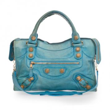 Balenciaga Light Blue Giant Gold City Bag