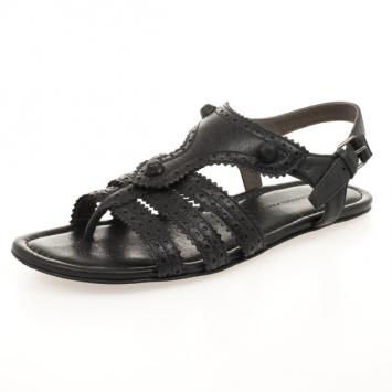 Balenciaga Black Arena T-Strap Flat Sandals Size 38