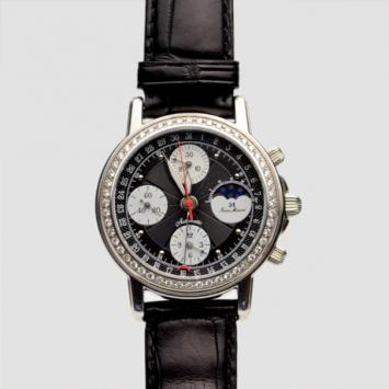 Pre Owned Jean Marcel Black Diamond Chronograph C.I Mens Wristwatch 40 MM