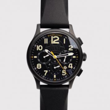 Pre Owned JeanRichard Black Juventus Stainless Steel Mens Wristwatch 46 MM