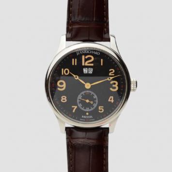 Pre Owned JeanRichard Black Bressel Stainless Steel Mens Wristwatch 50 MM