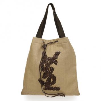 Yves Saint Lauren Brown Jute Tote