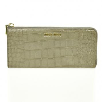 Pre Owned Miu Miu St. Coco Lux Crocodile Embossed Leather Ziparound Wallet