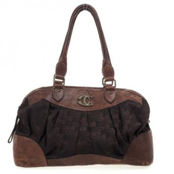 Just Cavalli Brown Leather and Monogram Bag