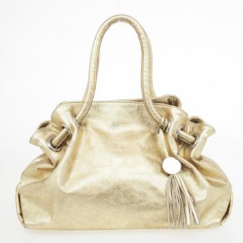 Furla Gold Metallic Leather Carmen Shopper Tote