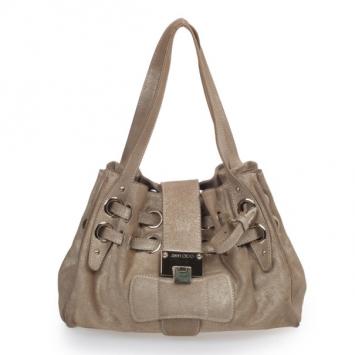 Jimmy Choo Metallic Gold Suede Ramona Tote Bag