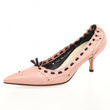 Bally Pink Leather Bow Kitten Heels Size 37
