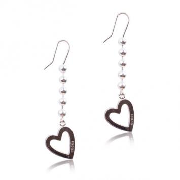 Gucci Silver Heart Pendant Earrings