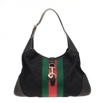 Gucci Black Monogram Jackie O Bouvier Hobo
