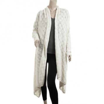 DKNY Pure Cream Crochet Wrap Cardigan