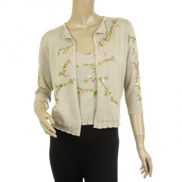 Oscar de la Renta Beige Cashmere Twin Set M
