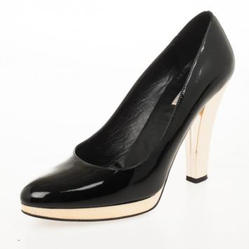 Michael Kors Black Leather Patent 'Cape' Pumps Size 38