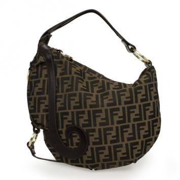 Pre Owned Fendi Tobacco Zucca Borsa Biga Media Hobo Bag