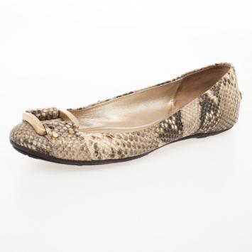 Jimmy Choo Snake Embossed Morse Ballet Flats Size 38