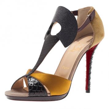 Christian Louboutin Python and Stingray Aztec Sandals Size 40.5