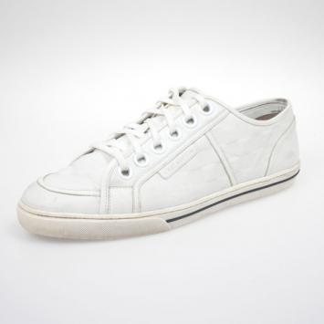 Pre Owned Louis Vuitton White Leather Damier Sneakers Size 43