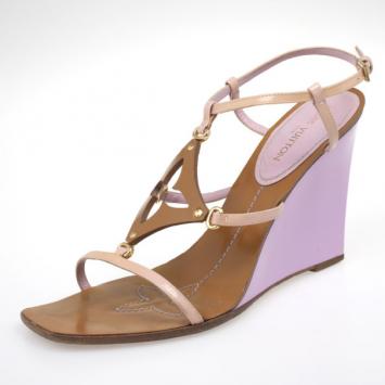 Louis Vuitton Brown Capricieuse Wedge Sandals Size 39.5